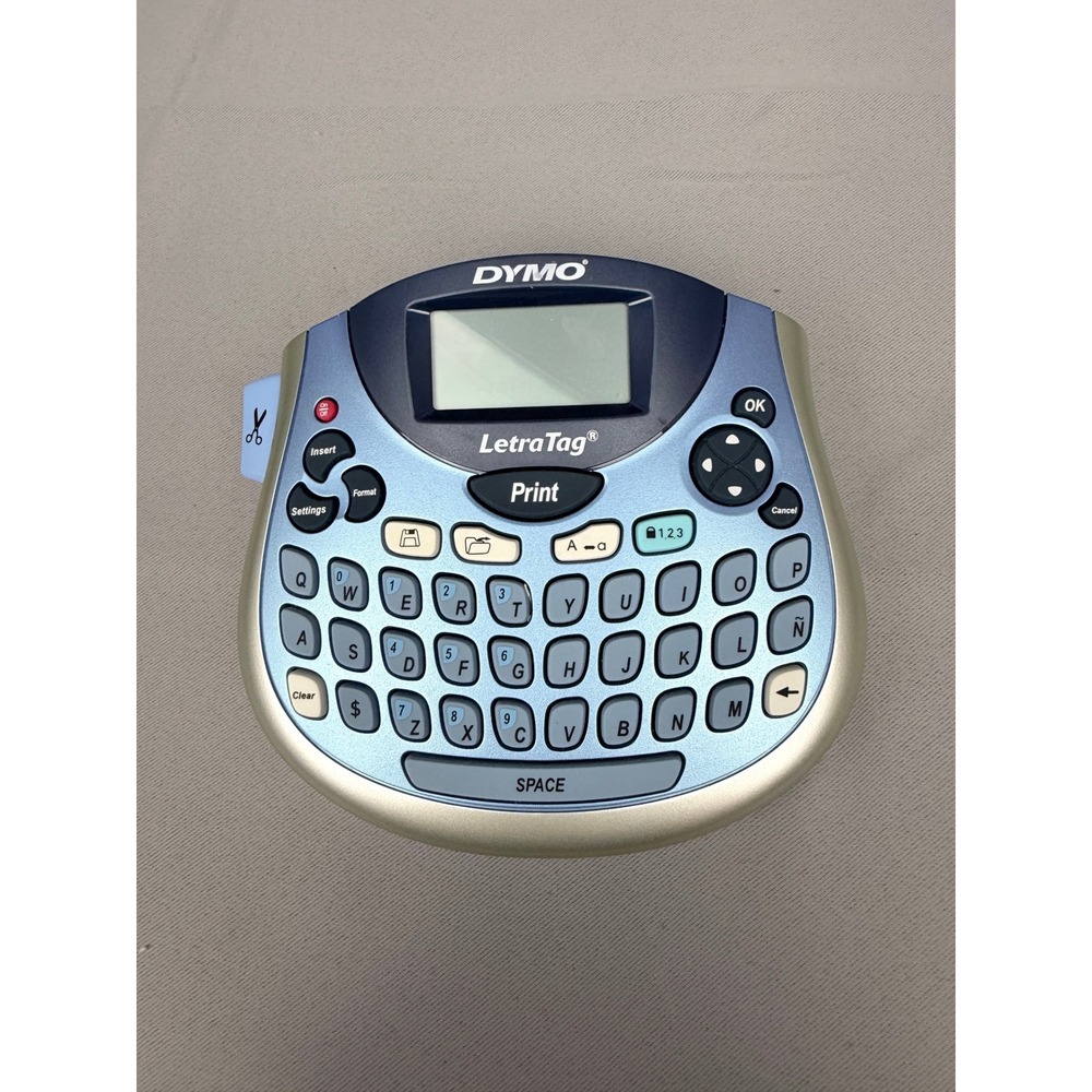 Dymo LetraTag Handheld Label Maker Blue Silver QWERTY Keyboard LCD Screen